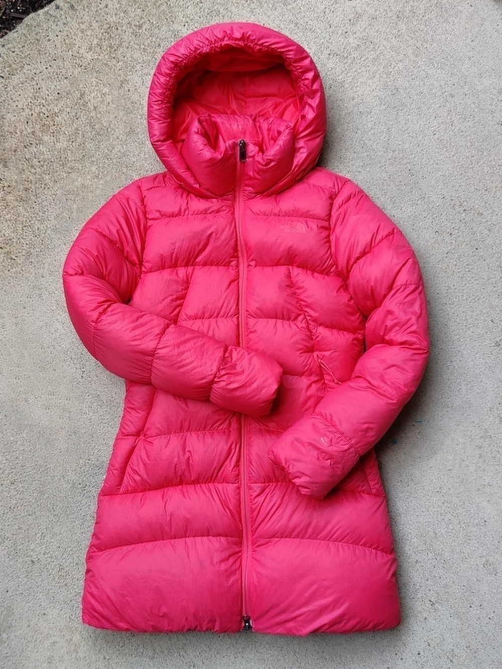 North Face Polar Journey Parka Hooded 550-Fill Down Coral Red Packable Women XS
